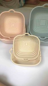 Bộ Rổ Vuông 2 Lớp Nhựa Việt Nhật - Bộ Rổ Kèm Thau Có Lỗ Thoát Nước Rửa Rau Củ Quả Tiện Lợi