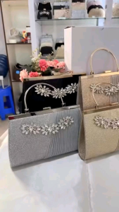 Tas Pesta DESIDERIA Embellished Crystal Clutch Bag