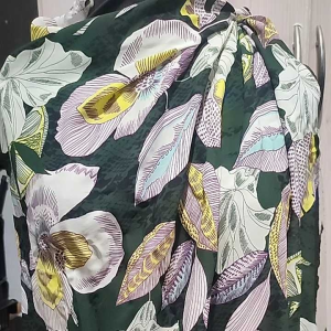 Deep Forest Green Big Floral Georgette Crepe Fabric sold per yard