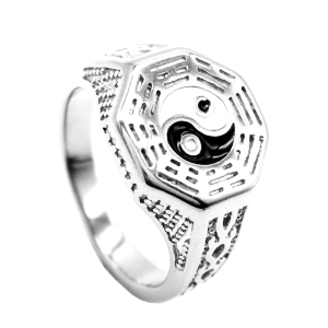Cincin Elegan Desain White Diagram Yin Yang Overtune (Adjustable)