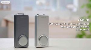 Remax FCP-10 45W Fast Charging Power Bank 10000mAh Built In Cable TypeC Telescopic Cable 3C Certified Powerbank