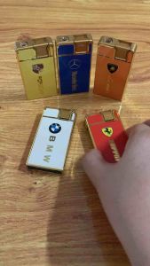 Combo 5cái Hột Quẹt khò vỏ kim loại sang trọng Kiểu Xe HD760 nắp trượt hiện đại nạp lại được khi hết