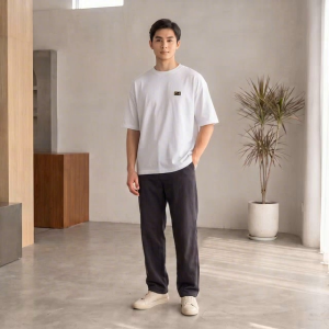 100% Pima Cotton Oversized Shirt White - Casual Fit - Short Sleeves - Solid Color - Minimalist Design
