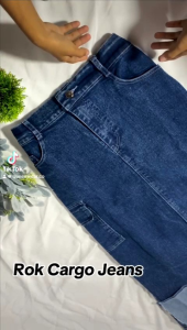 Rok Cargo Jeans Skirt Hightwaist Panjang Wanita Denim Span Korean Style