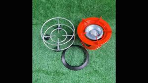 โคงปิคนิคสีส้ม พร้อมฝักบัวนมหนู+ล้อปิคนิค+แถมยางรองโครง โครงเตาแก๊ส ชุดสำหรับถังปิคนิค4กก. เตาปิคนิค