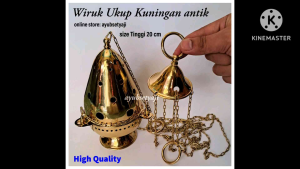 Wiruk ukup Kuningan rantai antik Tempat Bakar dupa abu Hosti misa gereja bokor Brass aromaterapi sibori mangkok gelas