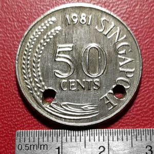 Koin Singapura Koleksi kuno Jadul Diameter 27 mm untuk kerokan
