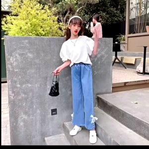 Celana Jeans Kulot Anak Perempuan Import Usia 8-11 Tahun