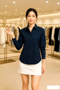 Kemeja Luna Stipe Fitted Kemeja Salur Wanita Fitted Cassual