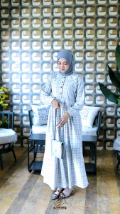 NEW AVILA MIDI 1 2 & 3 - MIDI DRESS MOTIF KOTAK KOTAK KECIL CANTIK DENGAN WARNA SOFT COCOK BUAT OUTFIT LEBARAN BY ANNAIRA.ID