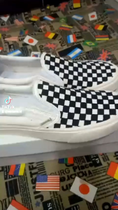 VETAMA - Slip On Voltaire Cekerboard Unisek Sepatu Kasual Pria & Wanita