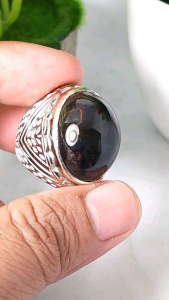 cincin batu bacan motif serat tembaga natural realpic