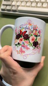 Premium Soft Pink & White Floral Ceramic Mug Double-Sided Print with Free Gift Box Cute Gift for Her Mom Friend or Officemate (price/pc)