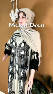 Melan Dress/Gamis Lengan Tali Balon: Bahan Katun Berkualitas, Desain Modern & Nyaman