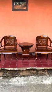 SET KURSI TERAS KAYU JATI UKIR MODEL BETAWI LENONG