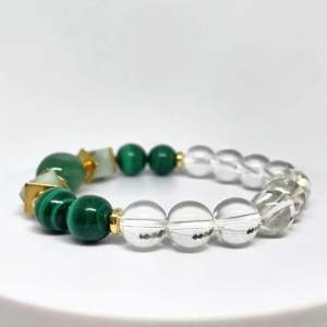 MEG Crystal Verde Structure bracelet with clear quartz malachite jade and green aventurine