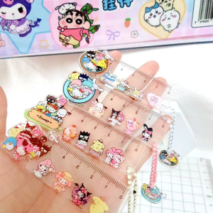 1pc Random Mini Small Ruler 5cm Chiikawa Shinchan Cute Keychain Diy Pencil Bag K7
