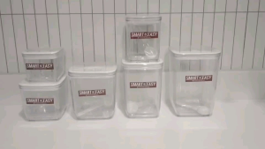 Pioneer โหลเหลี่ยมสุญญากาศ ฝาบีบ กระปุกเหลี่ยมใส่นม กาแฟ วางซ้อนได้ โหลพลาสติกใส่อาหารฝาแน่น