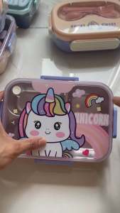 Lunch Box Stainless Steel | Kotak Makan Anak Stainless Steel Unicorn Dino Brown Bear