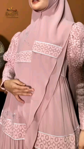 Belifi Nisma Syari | Gamis Ceruty Kombinasi Brukat