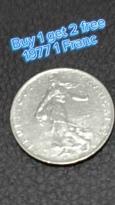 100% Authentic 1977 *3 pcs France 1 Franc old coins no defects very good condition *Catalogue #0224 *Price for 3 pieces *Actual Pictures Taken No Stock Photos *Free Shipping with tracking number Country: France Period Fifth Republic 1959 - 2002