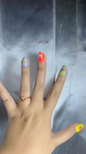 PRESS ON NAILS LUCU KAWAI warna warni pastel | fake nails custom karaktet kartun emoji kekinian
