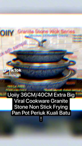 🌹READY STOCK🌹 Uoiiy Fry Wok 36CM/40CM Extra Big Viral Cookware Granite Stone Non Stick Frying Pan Pot Periuk Kuali Batu