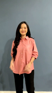 Hem Wanita Atasan Kemeja Wanita Lengan 3/4 Kinan Blouse