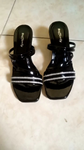 ALWAQI Sandal Pesta Wanita Terbaru Wedges Hak Tahu 5cm Hitam