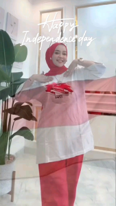 SETELAN WANITA KAOS COMBAD EDISI KEMERDEKAAN MERAHPUTIH TUJUHBELASAN TERBARU BY NABIL/ SETCEL WANITA MERAHPUTIH KEMERDEKAAN RI VIRAL