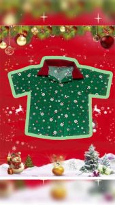 เสื้อเชิ้ตคอปก คริสมาสซานต้าเด็กชาย ผ้าไม่ยืดนะคะ
