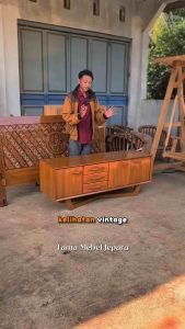 BUFFET CREDENZA KAYU JATI UKIR MEWAH JEPARA - Minimalis Modern 3 Pintu 3 Laci | Furniture Premium