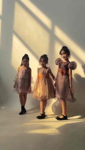 Cutieland - Đầm tiệc sự kiện bé gái voan bí phối sợi