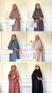 Hanna Oneset by Sundara | Set Abaya Krinkel Polos Gamis Muslimah