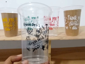 Cup Plastik Motif Thankyou 14oz & 16oz (Datar)