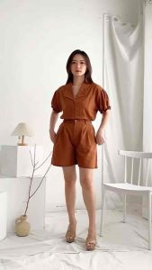 JS1262 Inez Linen Set | Setelan Pendek Casual Linen