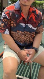 PLAY FABRIC เสื้อฮาวาย ลาย mountain volcano สาย camping ใส่สบาย ระบายอากาศดี ไม่ต้องรีด ไซส์ S M L XL