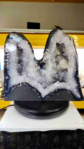 Natural Rare Brazil White Quartz Crystal Agate Double Cave Ornament AA49 #Naturalcrystal #homedecor #Lifestyle #Furniture #WhiteCrystal