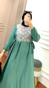 Gamis Crinkle Rempel Mix Brukat Armany