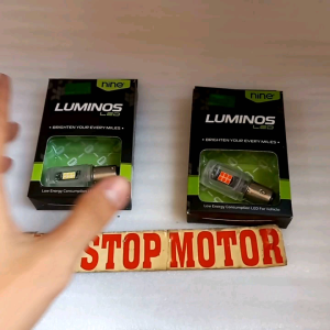 LAMPU STOP REM LED S25 GS1 BAYONET 16 MATA STROBO / KEDIP MOTOR MOBIL OR¹IGINAL ASLI LUMINOS NINE