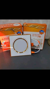 Đèn LED Âm Trần Vuông Viền Vàng Viền Bạc 7W Asia
