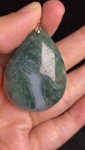 (Real Unit) Aquatic Agate Pendants Big Water Drop 20g~天然水草玛吊坠 (S/n: 3240203)