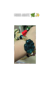 Little D Collection Moss Agate Bracelet with Citrine Beads Gold Accents for Balance and Harmony
