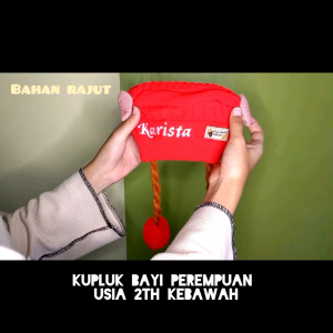 Kupluk Bayi Perempuan Model Kepang Rambut Bisa Pakai Nama Suka Suka