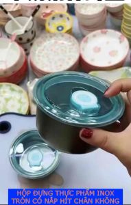 Hộp đựng thực phẩm iinox tròn có nắp hít chân không