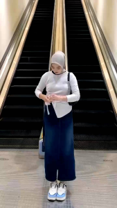 CESSA ROK SPAN JEANS SKIRT BELAH DEPAN WANITA ROK JEANS PANJANG VIRAL