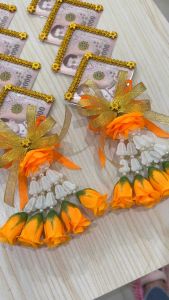 10 ซอง สีส้ม พวงมาลัย บรรจุภัณฑ์คล้องคอนาค พวงมาลัยบ่าวสาว พวงมาลัยประดิษฐ์