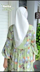 VIONA / ANITA MIDI DRESS BY SHOFIYA // DRESS POLOS DAN MOTIF BUNGA BEST SELLER PREMIUM LD 110 CM BAHAN RAYON GUARDIAN HQ