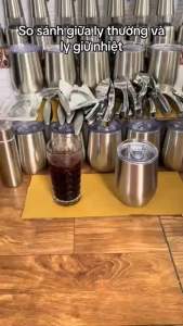 Ly giữ nhiệt có nắp Nhật bãi hàng nội địa 350ml rất bền không thấm nước lâu tan đá