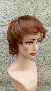 Wig curly bob pendek pirang coklat ikal gelombang sintetis fiber